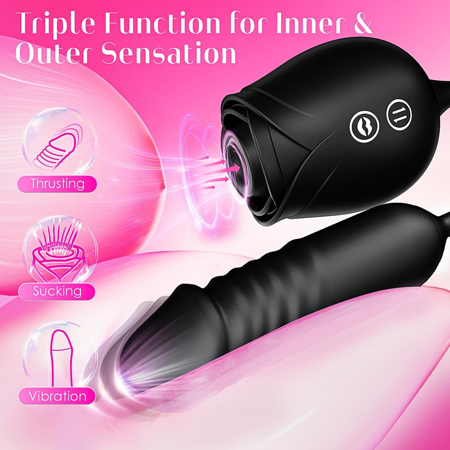 NOXROSA Rose Dual Action Massager dual stimulation technology