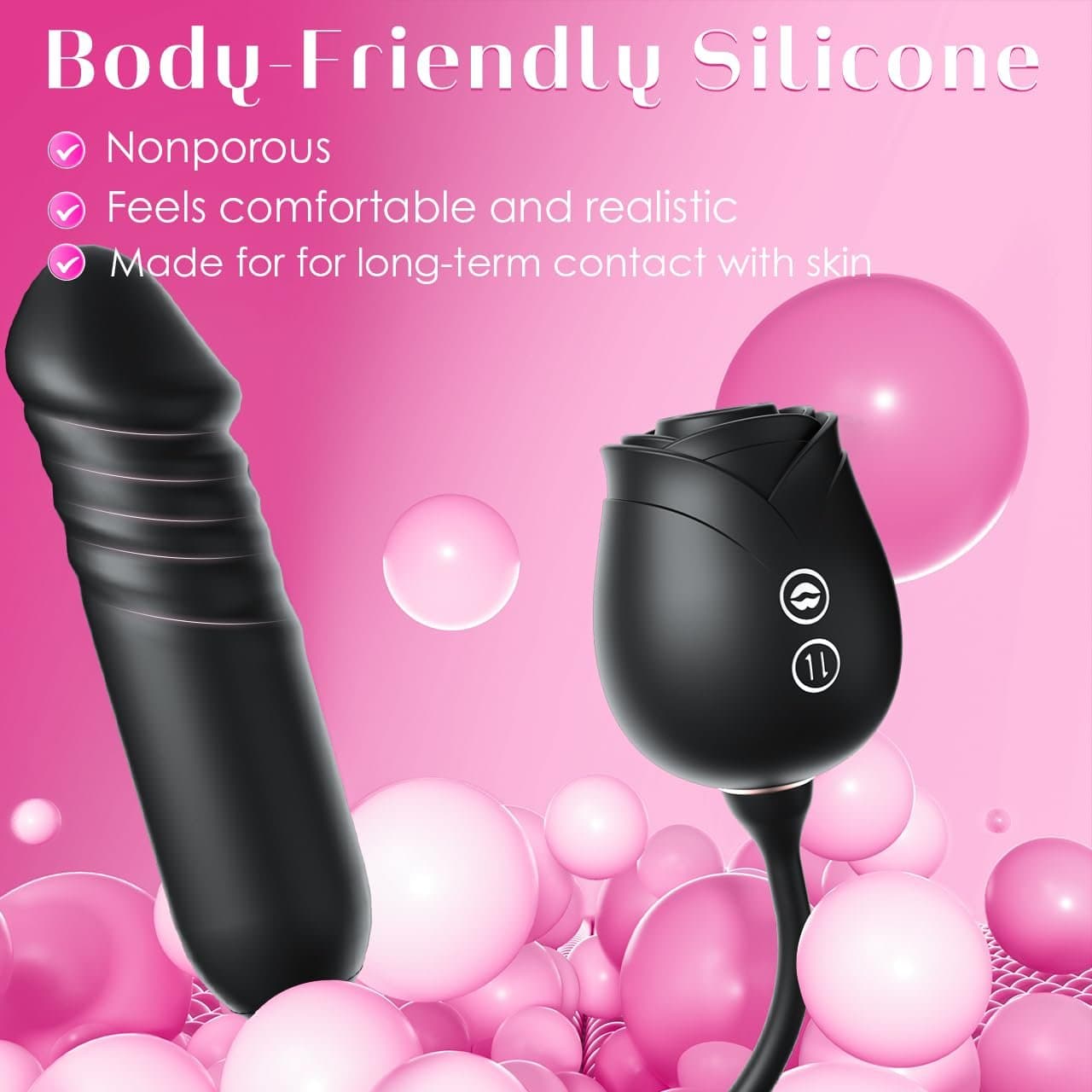 NOXROSA Rose Dual Action Massager dual stimulation technology